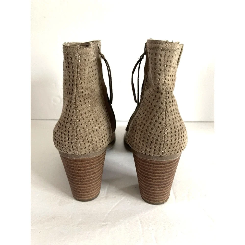 Boho Chic Open Toe‎ Bootie 7M Tan Desert Minimalist Festival